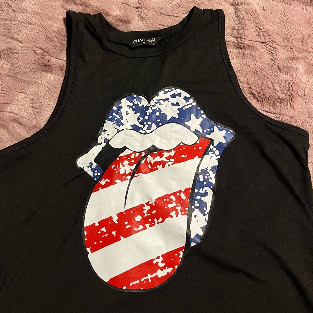 Flag tongue and lips tank top